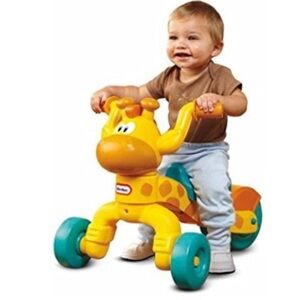 Little Tikes Yellow Giraffe Ride-On Toy with Teal Wheels
